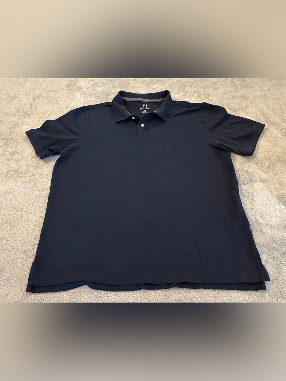 George Men's Dark Blue Polo Shirt - Short Sleeve Size Medium